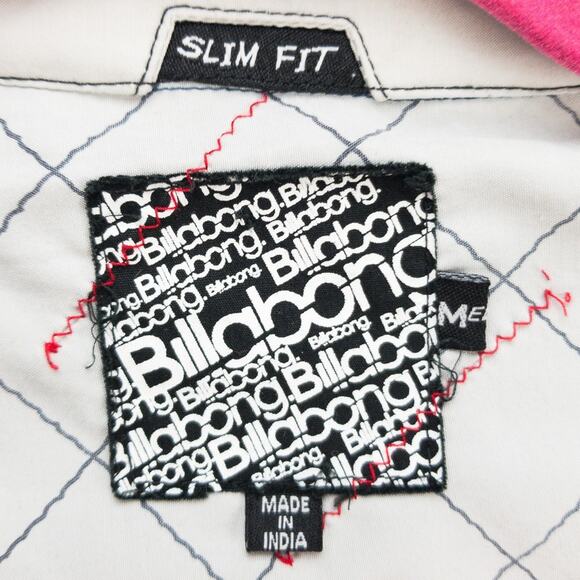 Billabong Factory Distressed Men’s Medium Slim Fit Button-Up Shirt Blue Striped - Picture 3 of 12